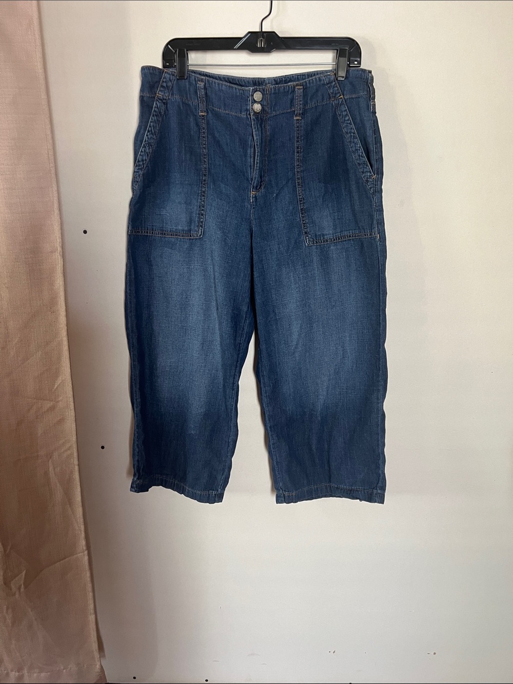 7 For All Mankind Dark Blue Boyfriend Cropped Jeans